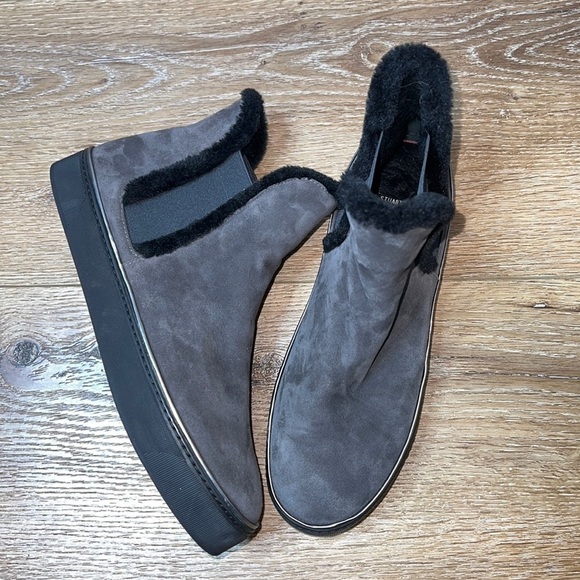 Stuart Weitzman Gray Suede High Top Sneakers with Fur Lining Size 9M - Picture 1 of 10